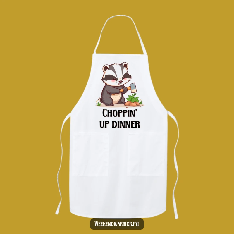 Funny Kawaii Badger Apron - Hilarious Woodland Chef's Axe Guard