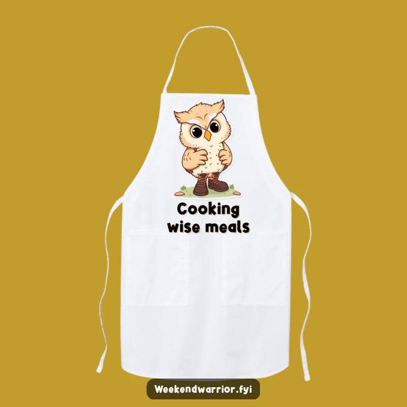 Funny Curious Owl Hiking Apron, Cook with Trail-Ready Spirit