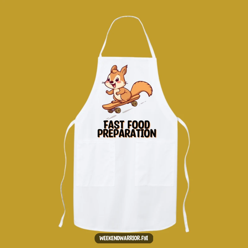 Funny Squirrel Skateboarder Apron: Hilarious Chef Accessory for Kitchen Fun Gift