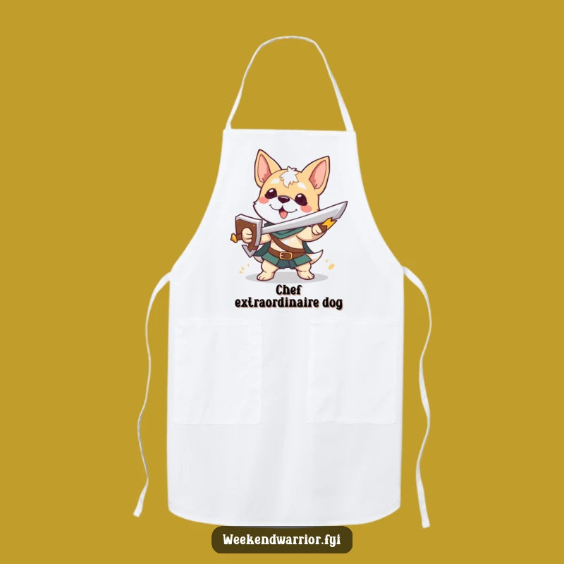 Funny Dog Warrior Apron a Playful Hero Character Kitchen Protector