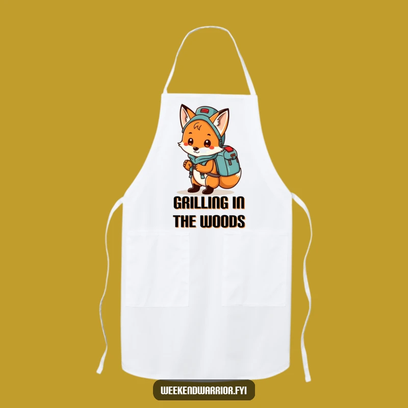 Funny Fox Chef Apron: Playful camper fox cooking up laughs, a great funny gift.