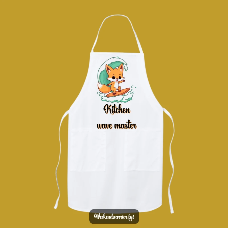 Funny Fox Surfer Apron: Kitchen Waves, Cool Style, Ideal Humorous Gift