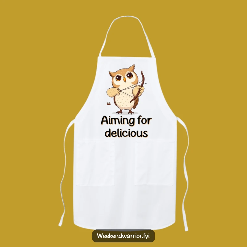 Funny Owl Archery Apron: Chef's Focused Archer Kitchen Gift