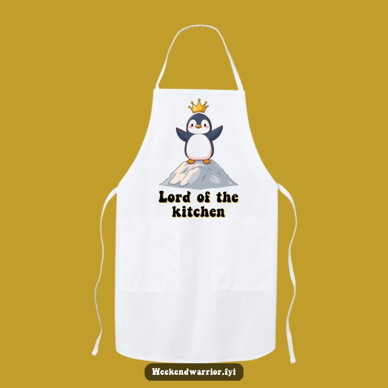 Funny Penguin King Apron: Victorious Chef Wear, Hilarious Animal Kitchen Gift