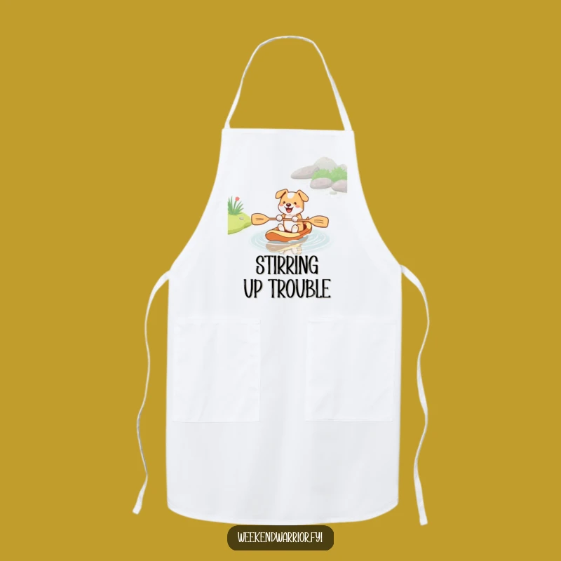Funny Energetic Dog Paddle Apron - Kitchen Canine Water Chef Gift