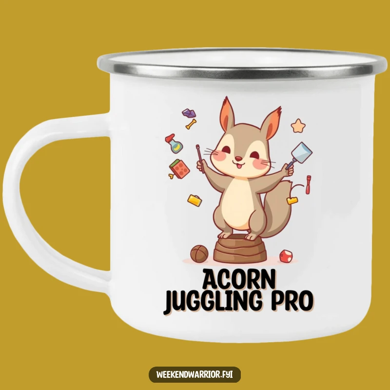 Funny Squirrel Camping Mug: Juggling Campfire Mug, Hilarious Outdoor Gift
