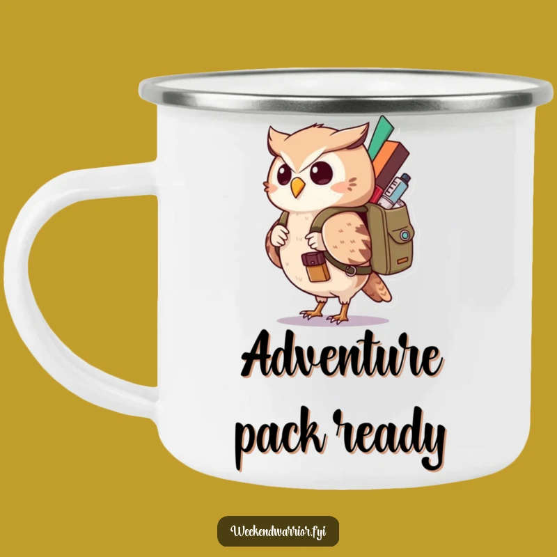 Funny Kawaii Owl Camping Mug - Curious Explorer for Adventurous Outdoor Sips
