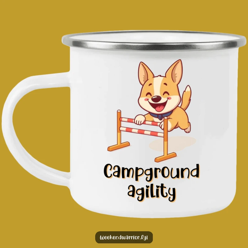 Funny Dog Obstacle Course Camping Mug: Outdoor Pooch Cup, Gift
