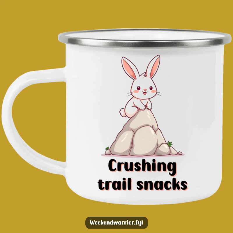 Funny Rabbit Camping Mug: Determined climber, funny outdoor achievement gift.