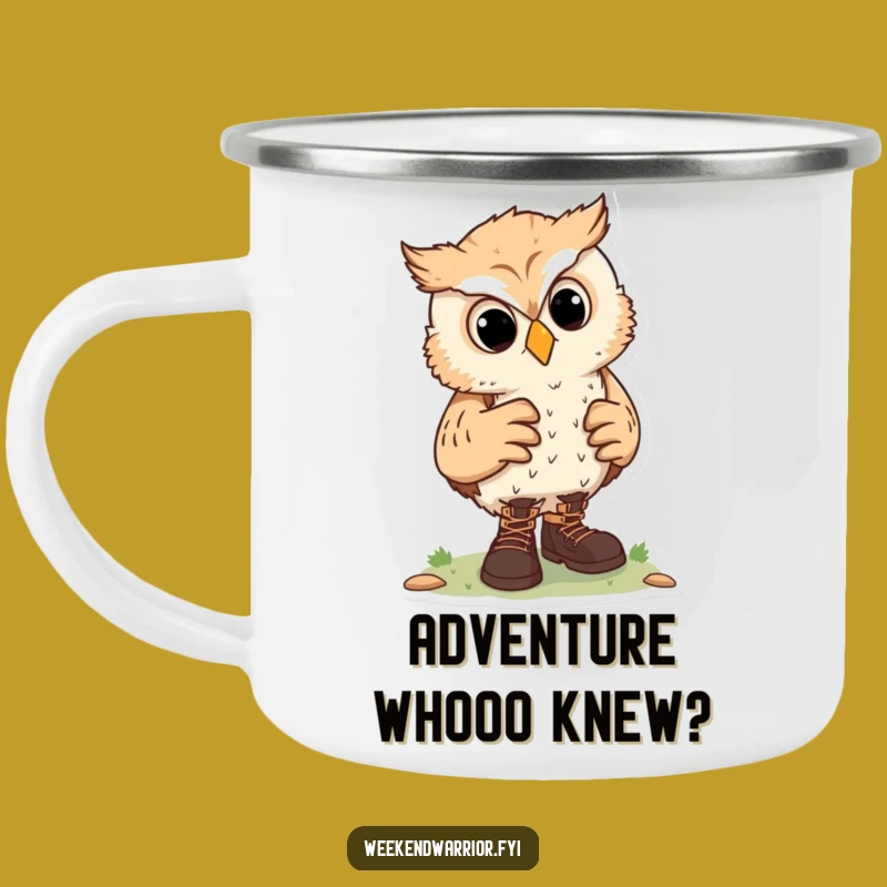 Funny Curious Owl Hiking Mug, Sip and Plan Your Adventures