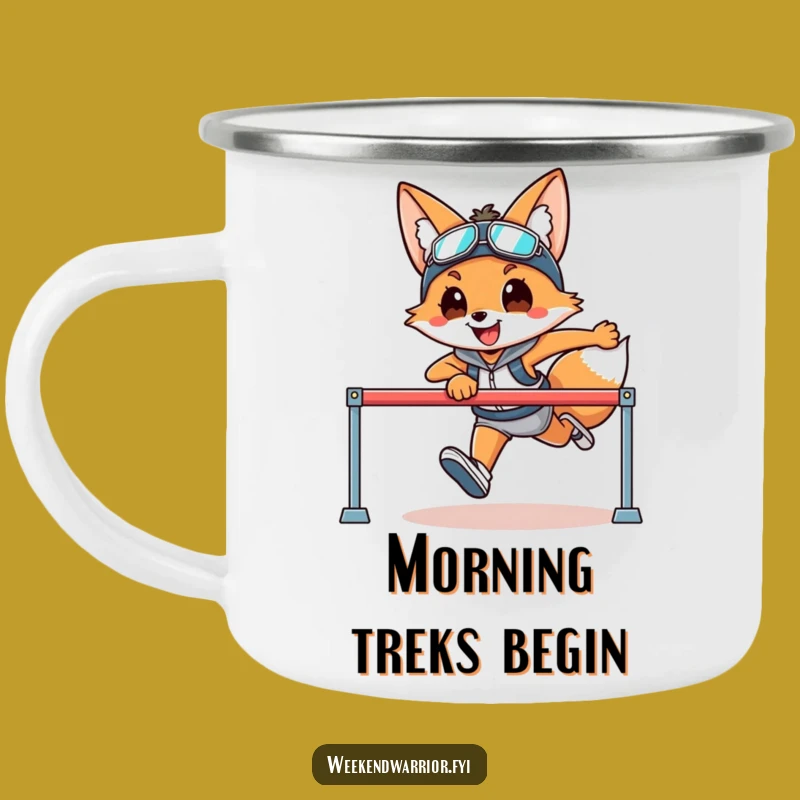 Funny Fox Hurdler Camping Mug a Durable Athlete Character Cup
