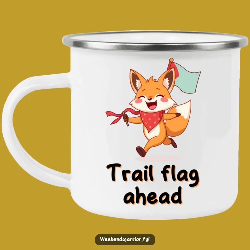 Funny Fox Running Flag Camping Mug - Outdoor Freedom Celebration