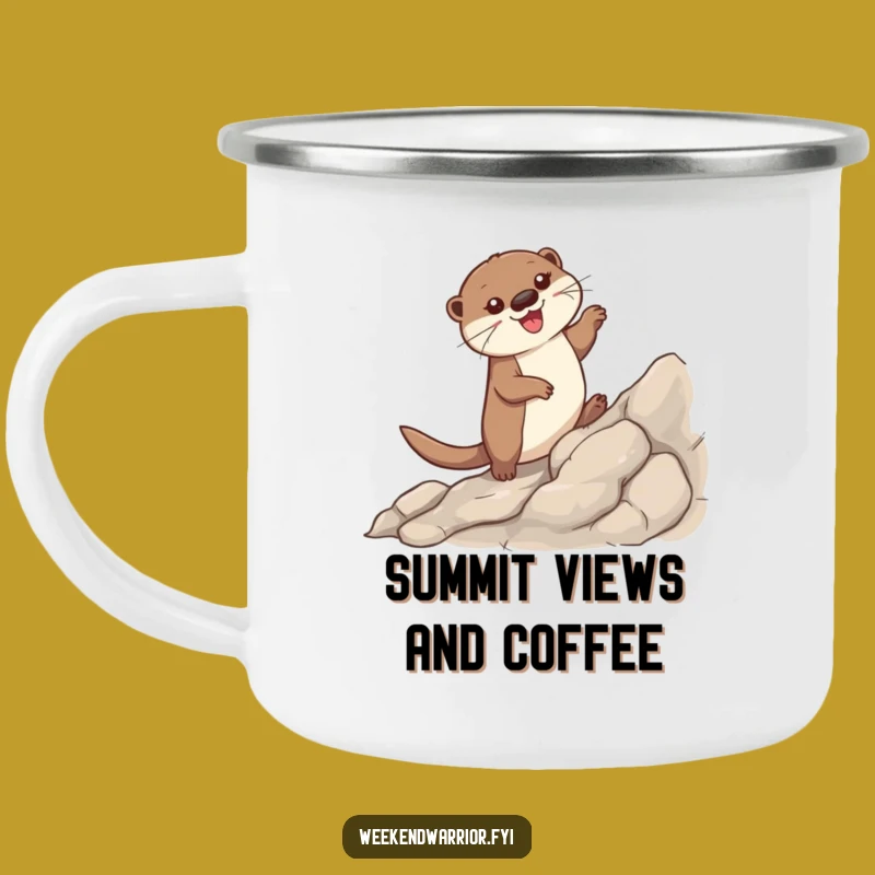 Funny Otter Camping Mug: Durable Enamel Mug, Hilarious Outdoor Adventure Gift