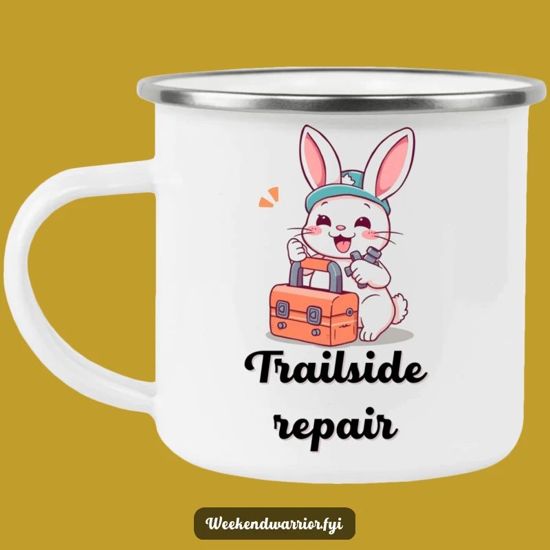 Funny Rabbit Mechanic Camping Mug: Outdoor Fixer Bunny Cup, Gift