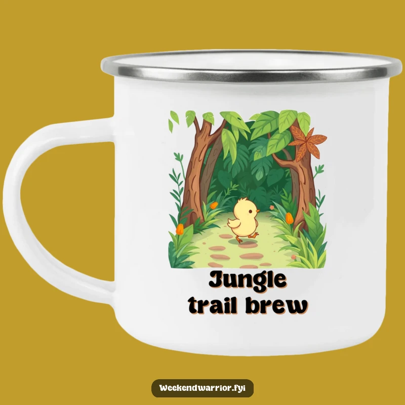Funny Chick Jungle Camping Mug: Tiny Boots Marching Cup, Outdoor Gift