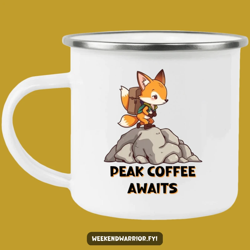 Funny Fox Climbing Camping Mug: Determined Adventurer Cup, Outdoor Gift