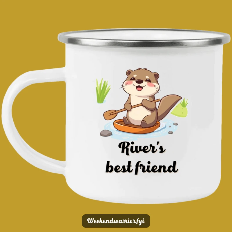 Funny Joyful Otter Camping Mug: Adventure Stream Buddy