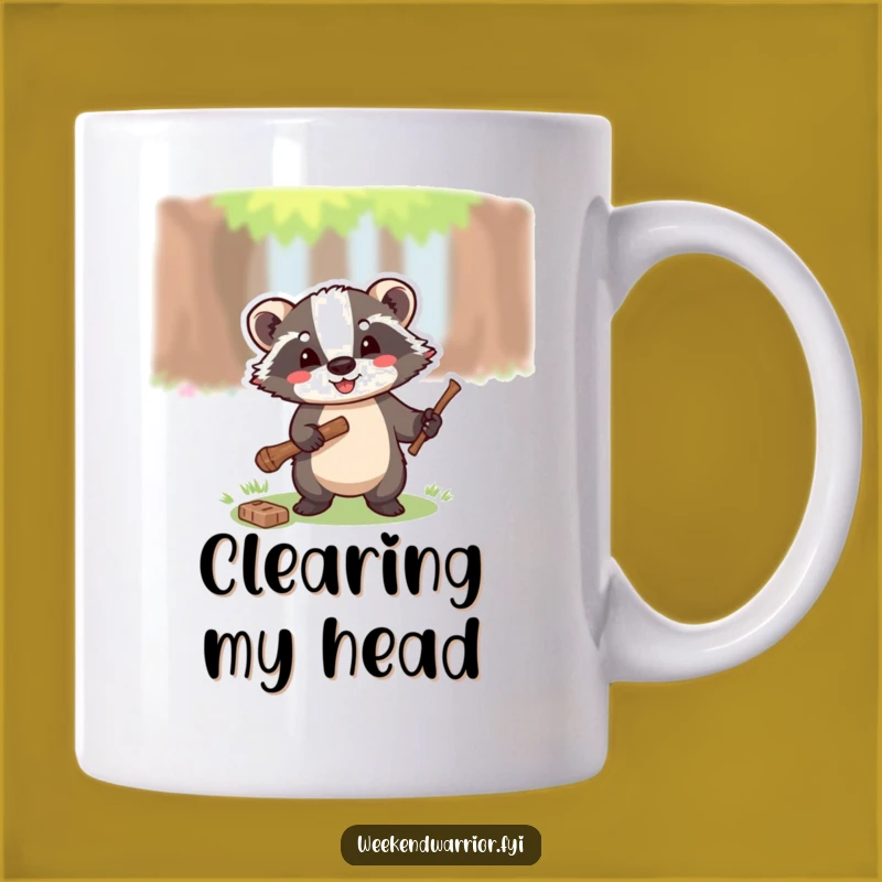 Funny Badger Woodsman Mug - Hilarious Chopping Action Gift