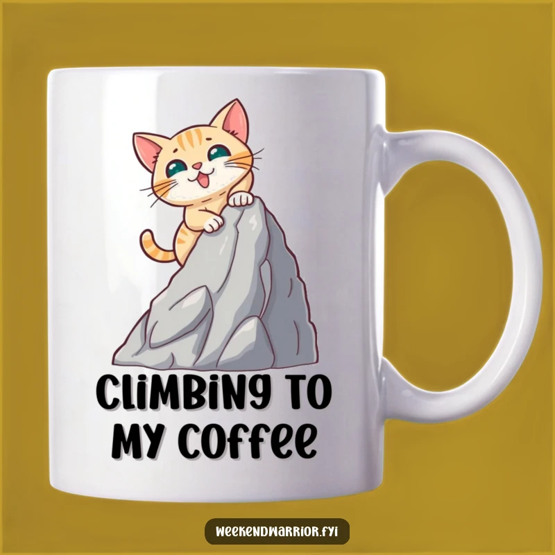 Funny Brave Cat Mountain Climber Mug - Adventurous Feline Gift