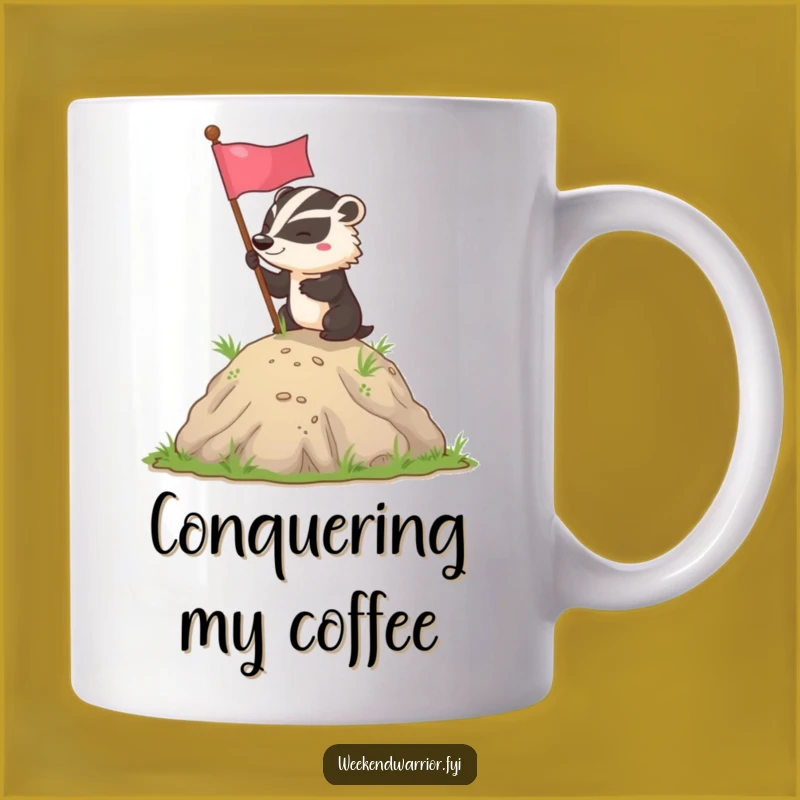 Funny Badger Flag Planting Mug: Determined Badger Victory Gift for Him