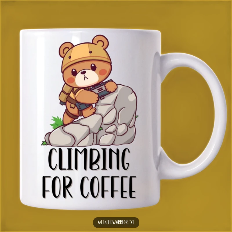 Funny Bear Combat Mug - Determined Climber on Rock Face