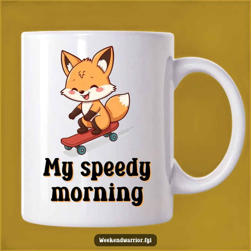 Funny Cheerful Fox Skateboarder Mug - Hilarious Ride Gift for Adventurers