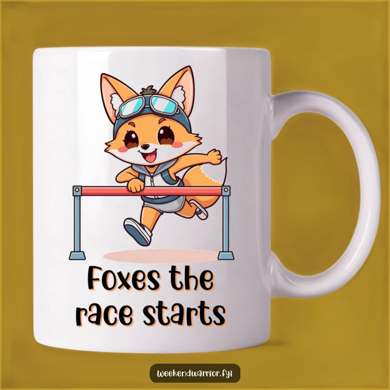 Funny Fox Hurdler Mug a Smiling Athlete Character Gift for Runners