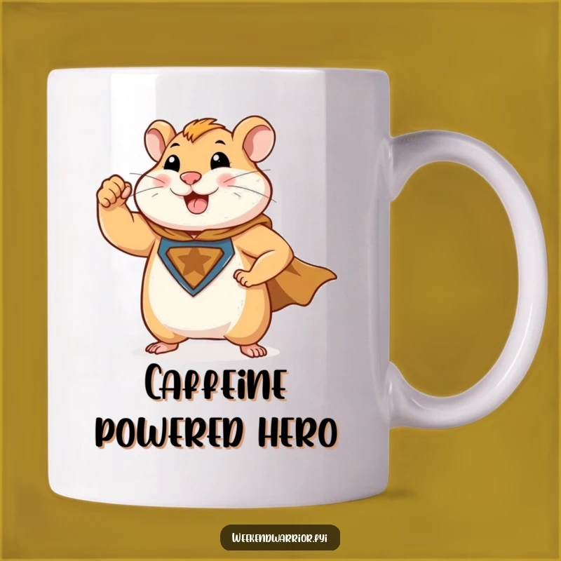 Funny Hamster Superhero Mug: Muscular Flex, Caped Crusader, Perfect Humorous Gift