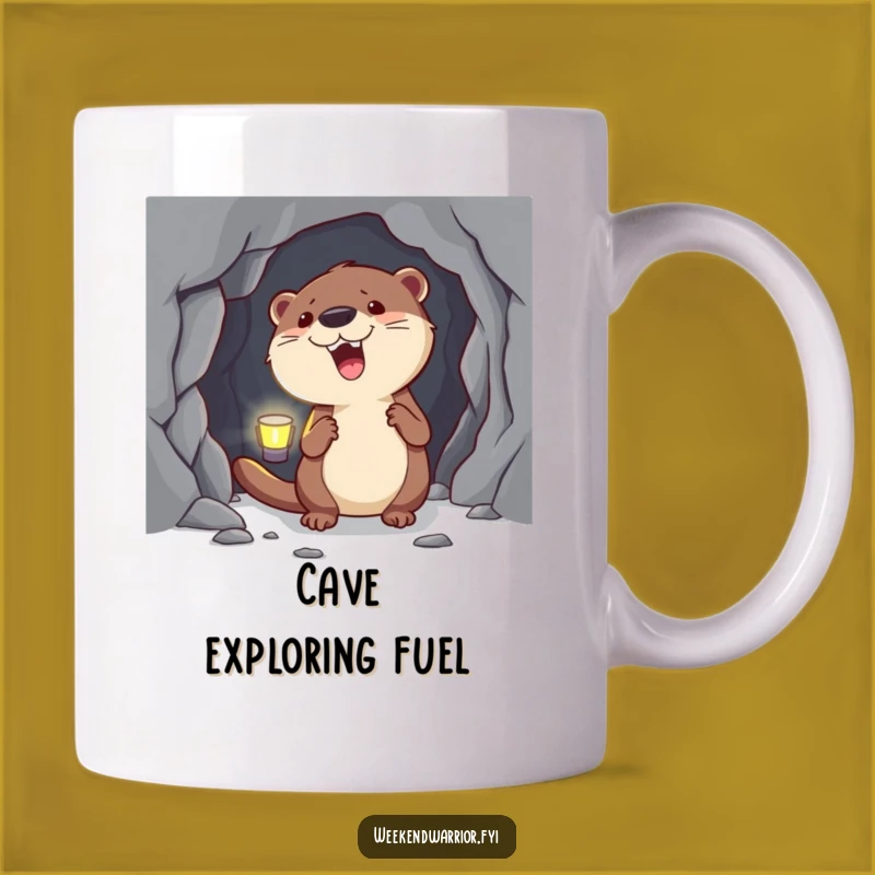 Funny Otter Cave Explorer Mug: Hilarious Headlamp Adventure Gift for Explorers