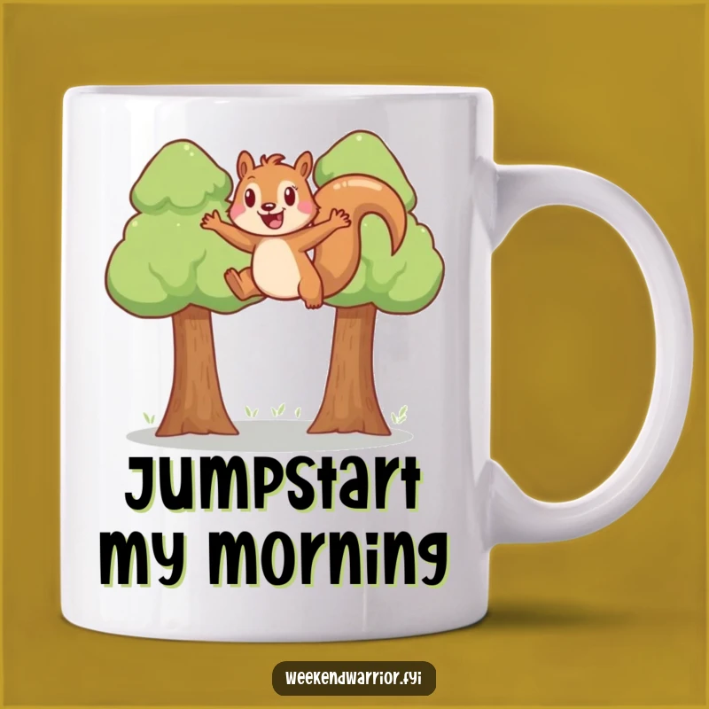 Funny Squirrel Jumper Mug: Joyful leap, a hilarious and fun-filled funny gift.