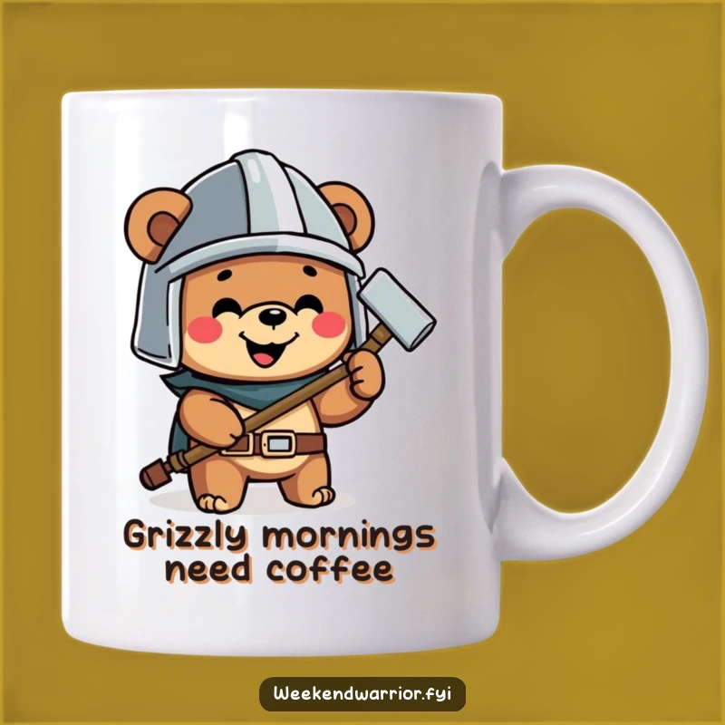 Funny Bear Hammer Mug a Happy Character Builder Gift for DIY Fans