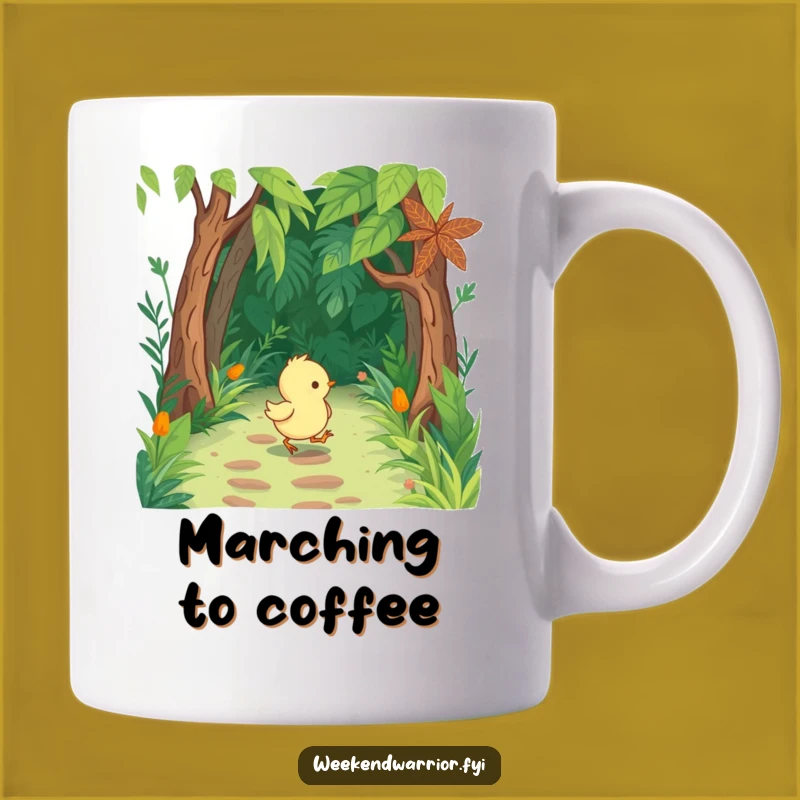 Funny Chick Jungle Mug: Tiny Boots Marching Adventure Gift for Explorers