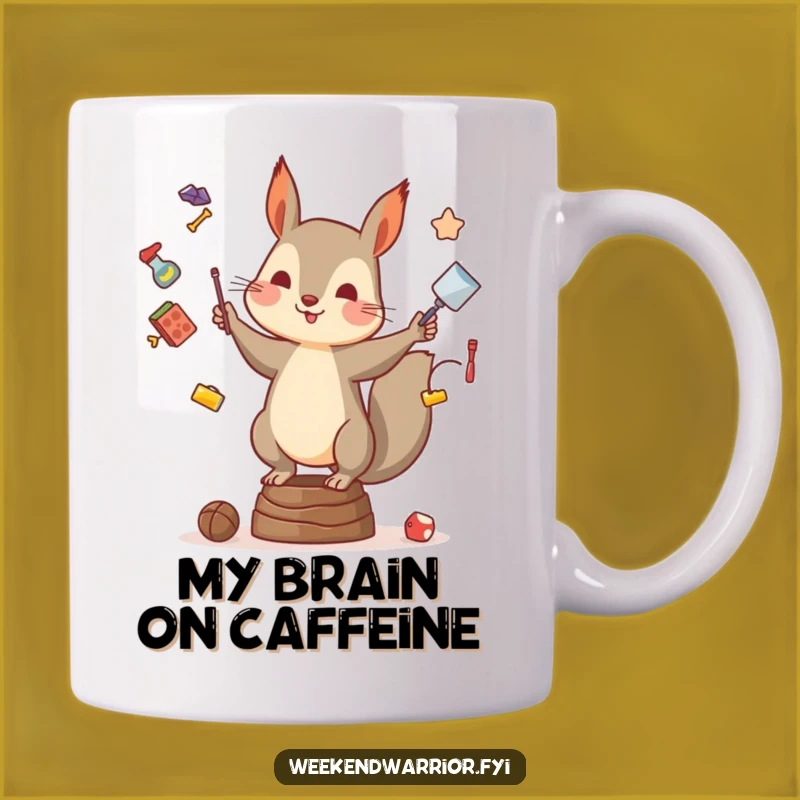 Funny Squirrel Juggling Mug: Chaotic Critter Art, Perfect Gift for Busy Bees