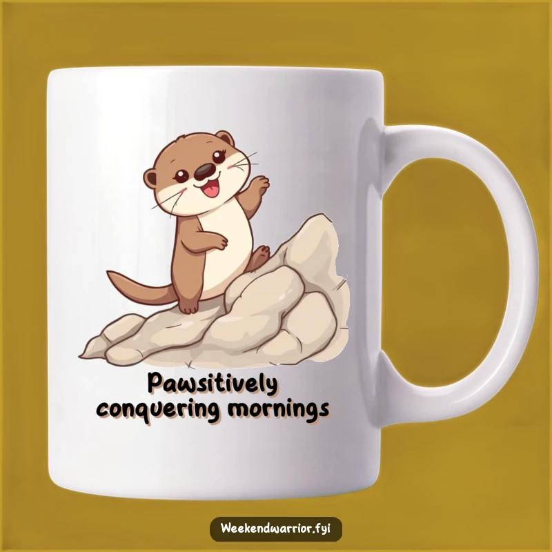 Funny Otter Climbing Mug: Adorable Animal Art, Perfect Gift for Nature Lovers