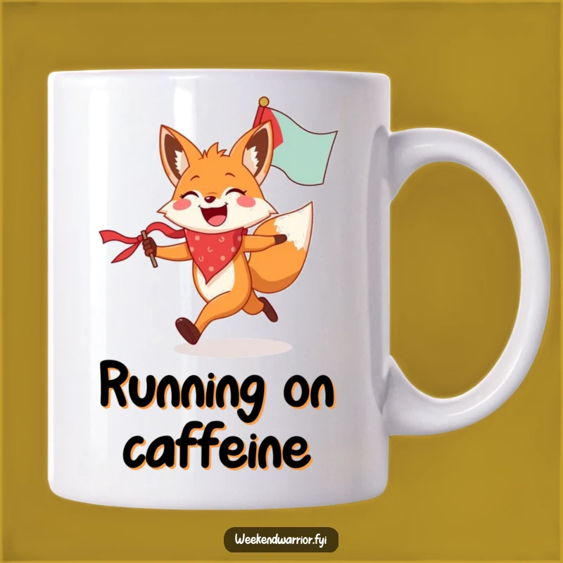 Funny Fox Running Flag Mug - Joyful Freedom Celebration Gift