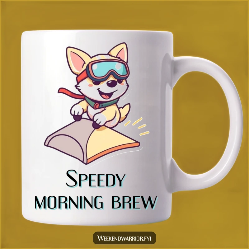 Funny Dog Zipping Mug: Go-Fast Canine Action for Coffee Lovers, a Perfect Funny Gift