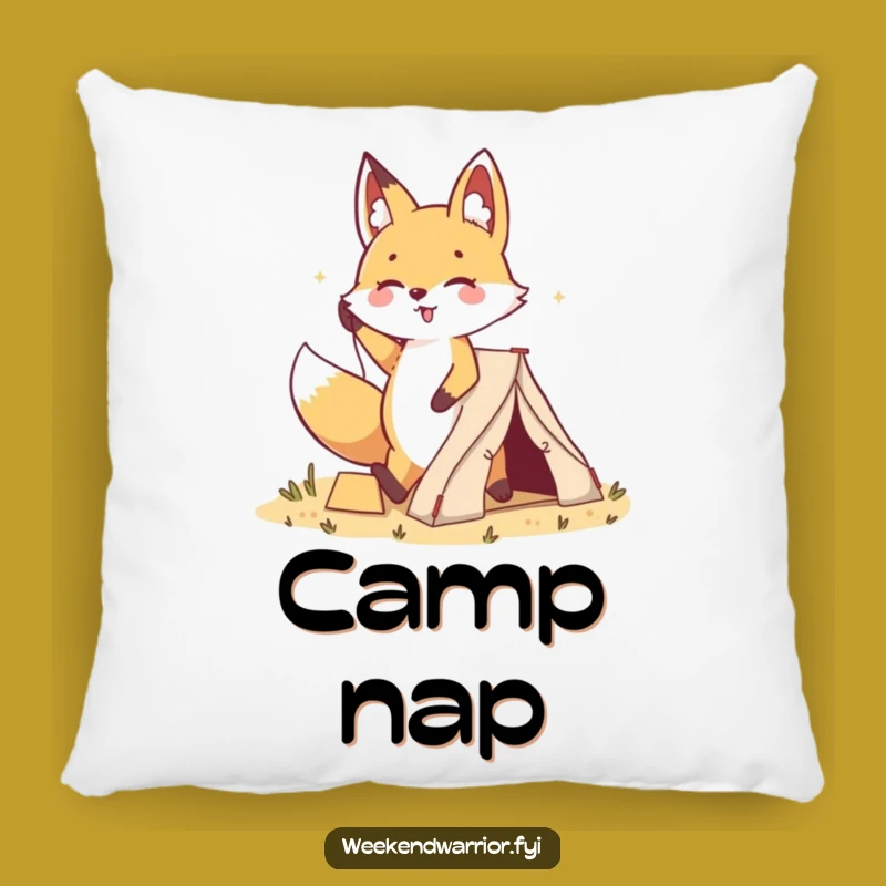 Comfy Funny Kawaii Fox Pillow - Cuddle Up with Cheerful Camping Vibes