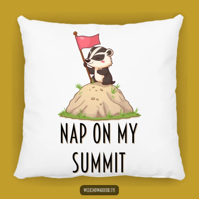 Cozy Funny Badger Flag Planting Pillow: Determined Badger Cushion, Gift
