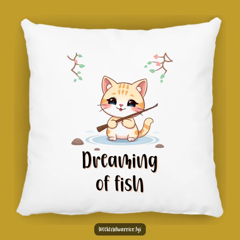 Funny Smiling Cat Fishing Pillow, Cozy Comfort for Anglers