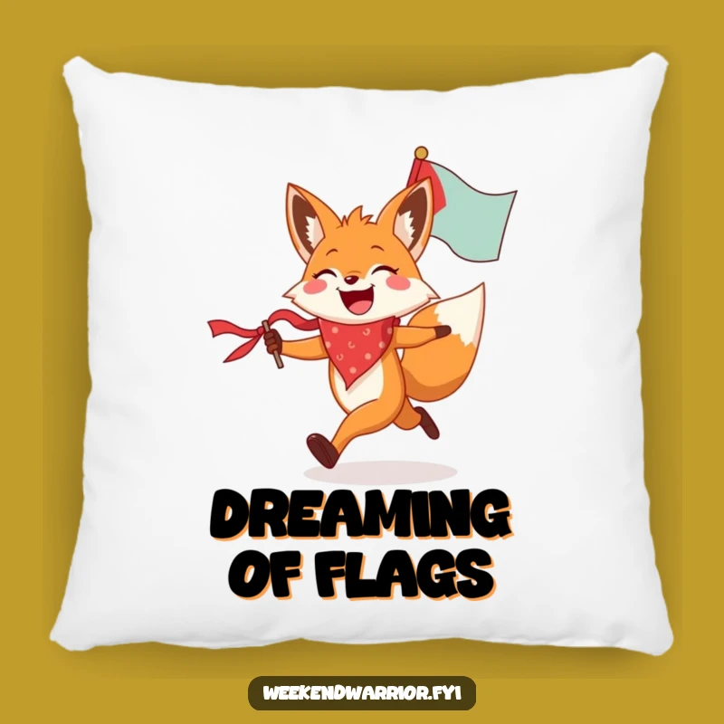 Funny Fox Running Flag Pillow - Cozy Joyful Comfort