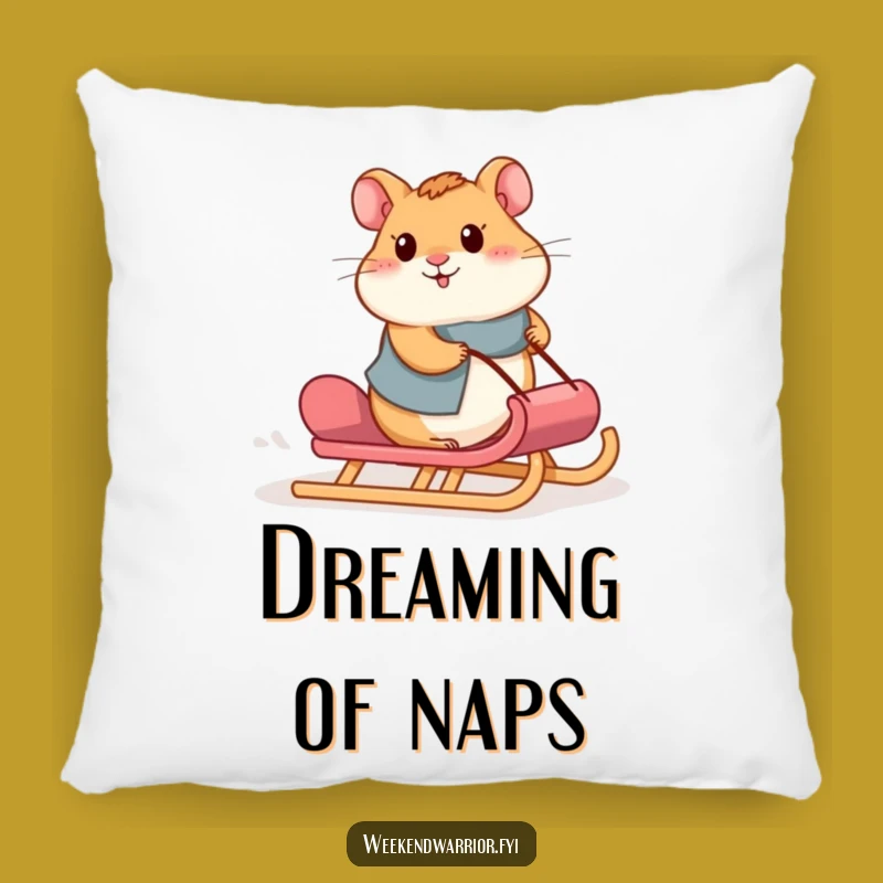 Funny Hamster Sled Pillow: Cozy & Motivational Cushion for Your Space