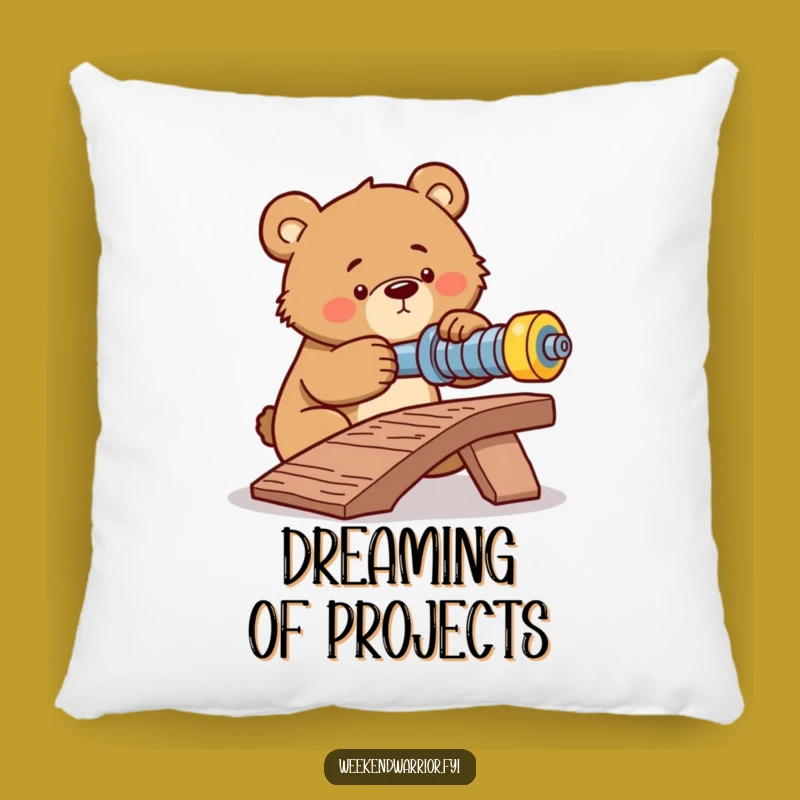 Funny Determined Bear Pillow: Snuggle Up with Focused Comfort!