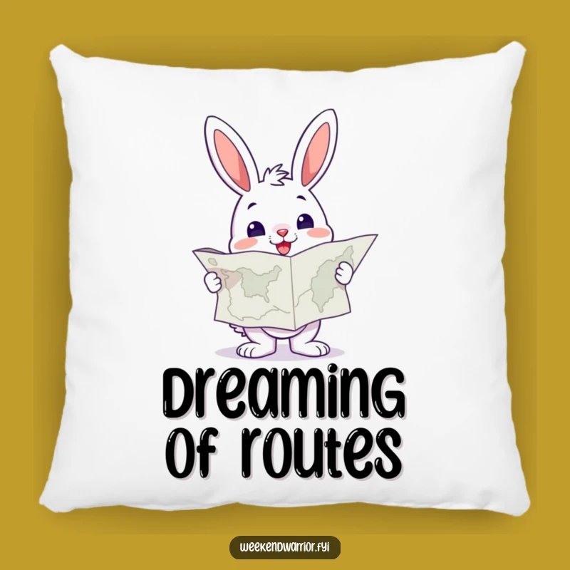 Funny Bunny Map Pillow: Cheerful Explorer's Cushion, Cozy Gift
