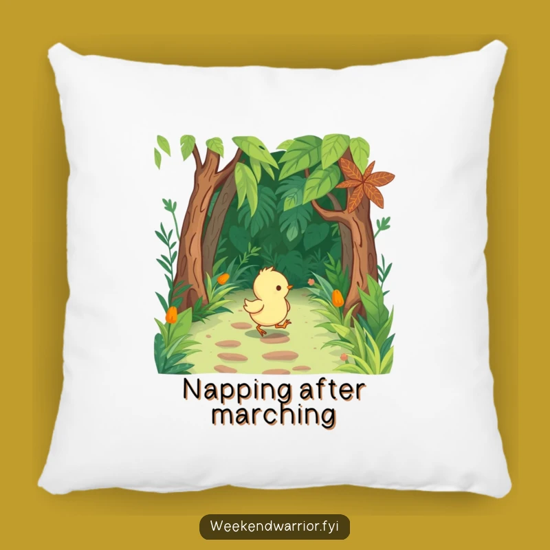 Funny Chick Jungle Pillow: Tiny Boots Marching Cushion, Cozy Gift