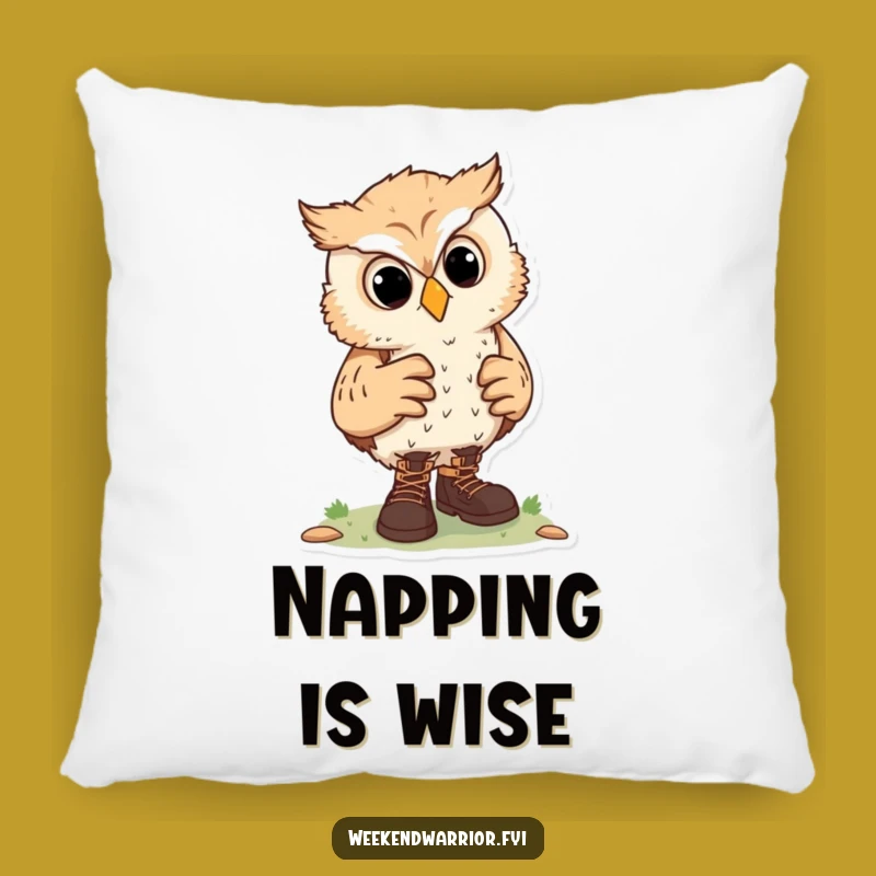 Funny Curious Owl Hiking Pillow, Cozy Comfort for Trail Lovers