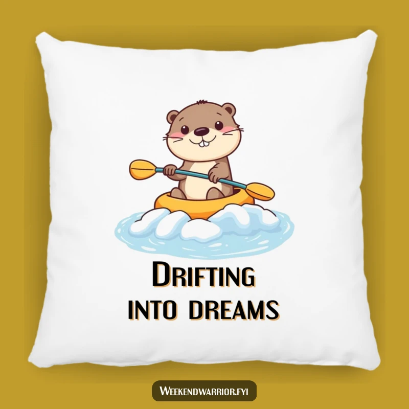 Funny Kawaii Otter Pillow - Smiling Kayaker for Cozy Comfort and Humorous Gifts
