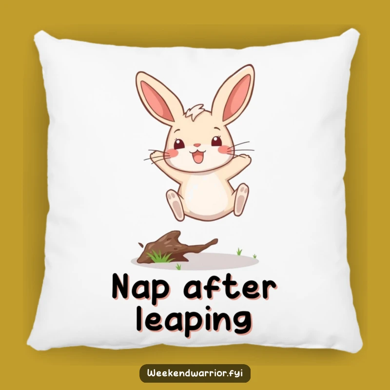 Funny Rabbit Leap Pillow A Cozy Victorious Bunny Accent Gift