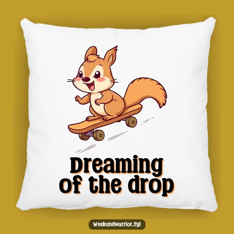 Funny Squirrel Skateboarder Pillow: Cozy & Hilarious Throw Pillow Gift Idea