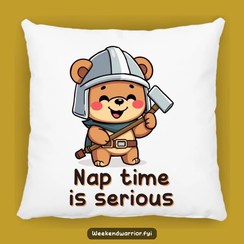 Funny Bear Hammer Pillow a Cozy Builder Character Cushion for Comfort