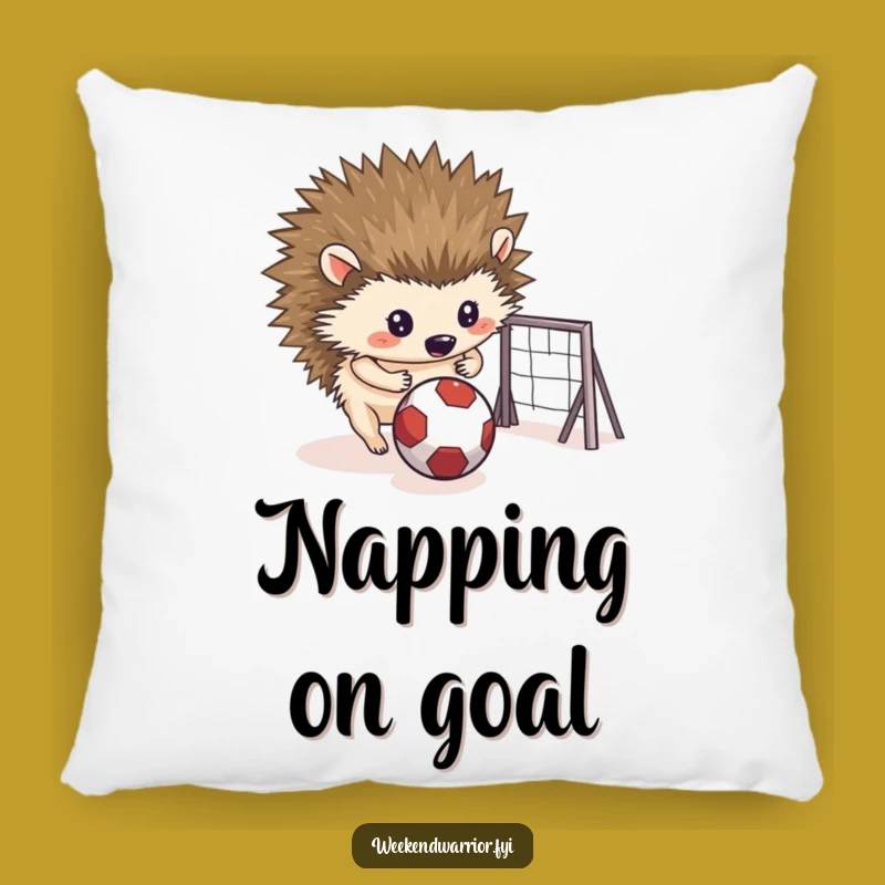 Funny Hedgehog Goal Pillow: Cozy Up with Determined Critter Comfort, a Perfect Funny Gift